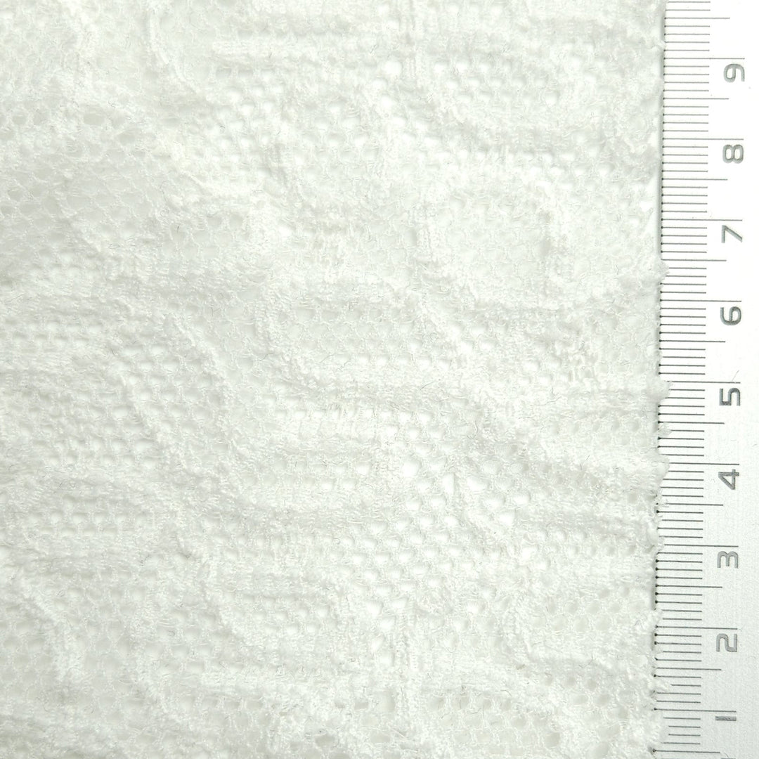 1.White-2.Frost-3.Dust Storm-4.Promenade-5.Lucky Point - Solid Coversational Lace Nylon Spandex Knit Fabric - FAB 1575