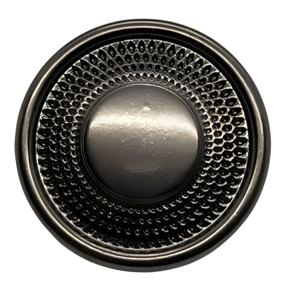 Nickel / 15mm-Nickel / 18mm-Nickel / 21mm-Nickel / 23mm-Nickel / 25mm - Versatile Black Nickel Shank Button, 15~25mm, Textured Pattern, Semi - Gloss, Multiple Sizes - FBTN281