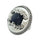 Unique Layered Button, 23mm, Leather Center, Crystal Ring, Fashion & Craft Supply - FBTN258 - Silver / 23mm 