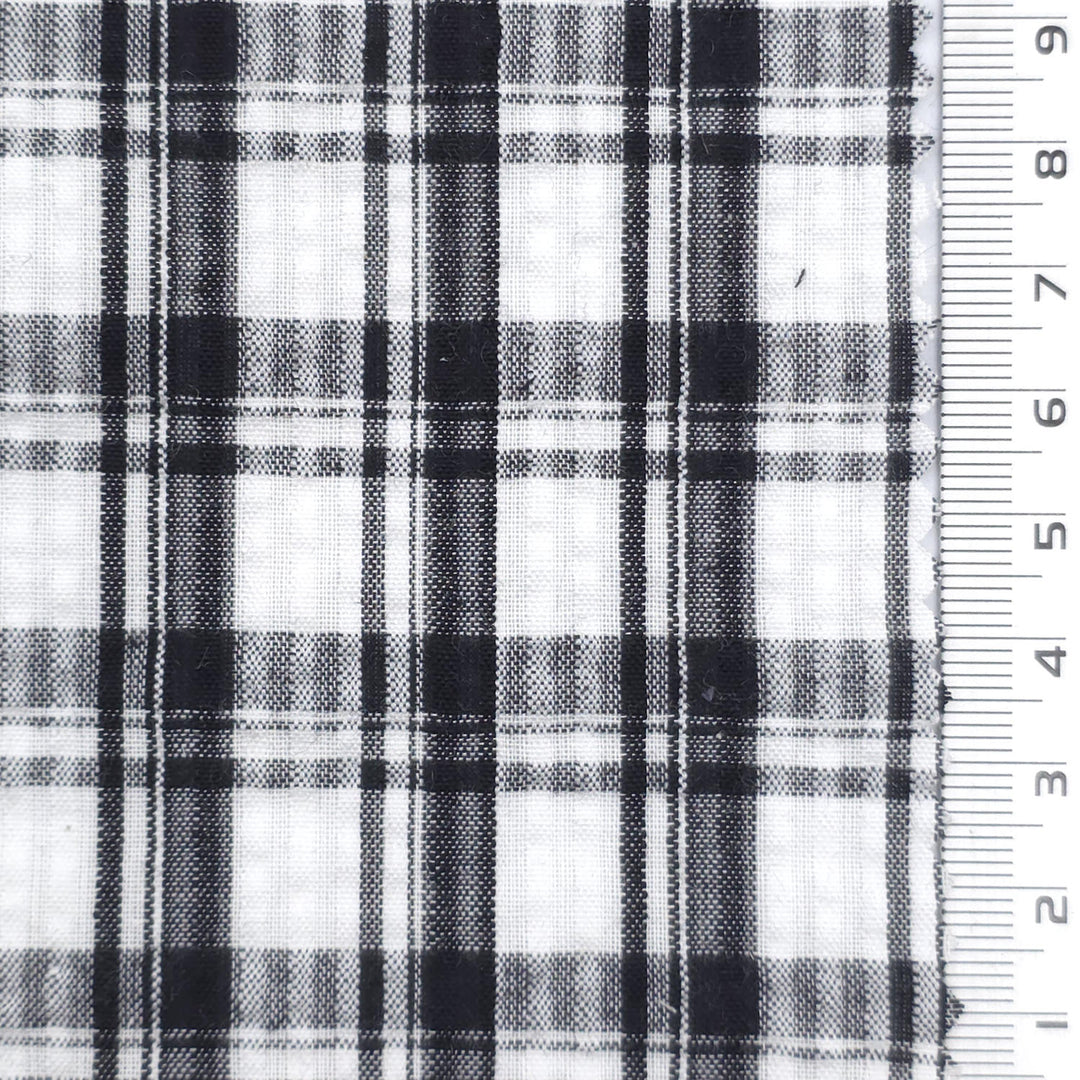 1: Black-2: Blue-3: Navy Blue-4: Black-Swatch - Lightweight Crisp Check Cotton Poly Shirting Woven Fabric - FAB 1925