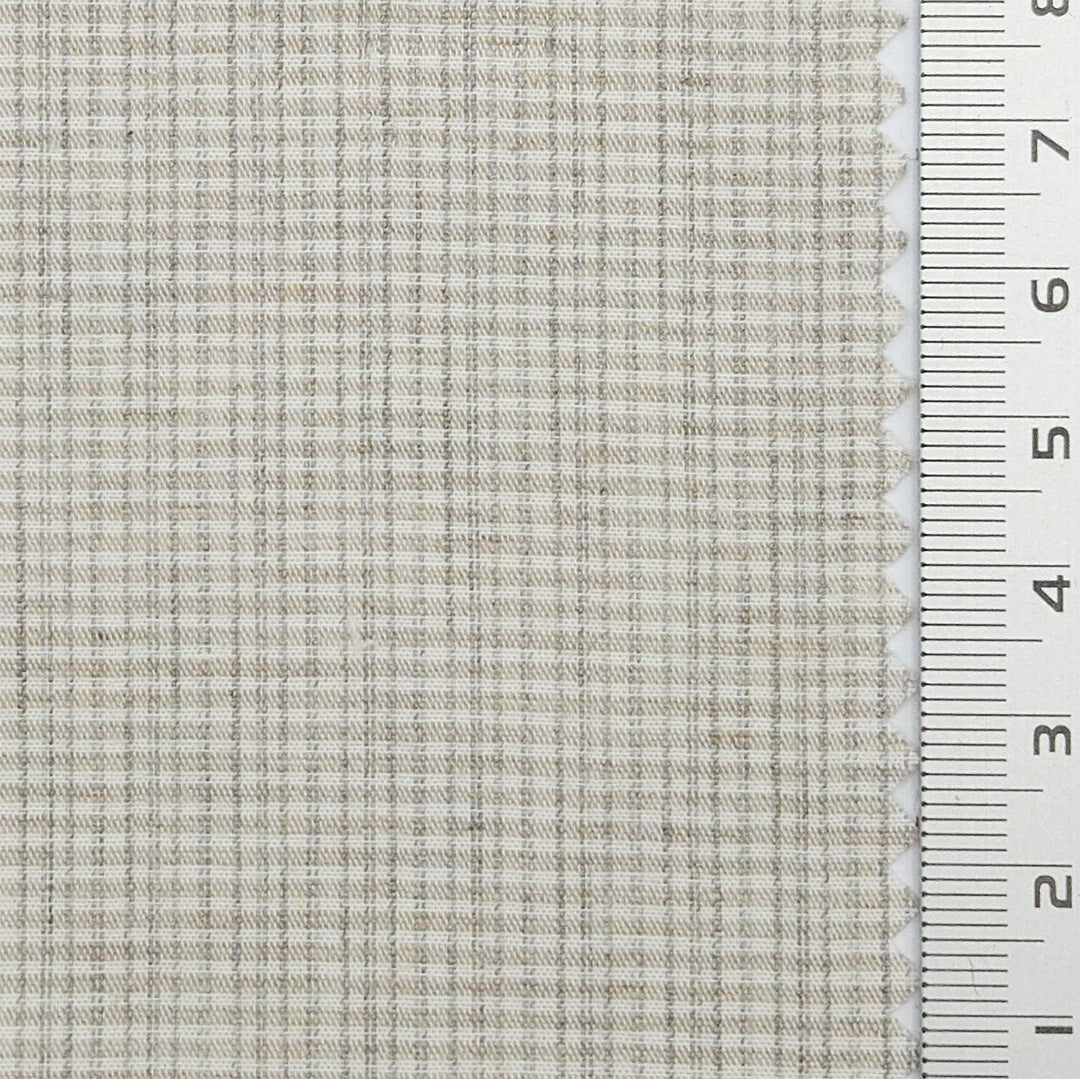 1.Light Beige-2.Taupe-3.Medium Gray-4.Charcoal Gray-5.Light Gray - Subtle Grid Check Plain Cotton Woven Fabric - FAB 1795