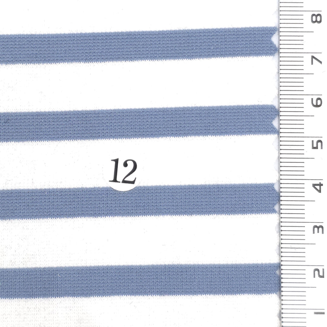 1: Light Blue-2: Pink Beige-3: Navy Blue-4: Dusty Rose-5: Dark Brown - Stable Medium Weight Striped Poly Cotton Span Ponte Knit Fabric - FAB 1922