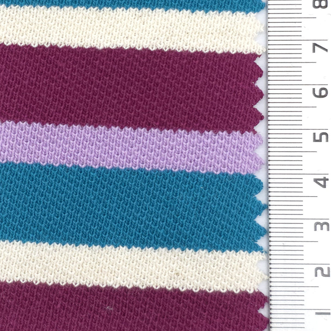 1: Plum-2: Pink-3: Navy Blue-4: Red-5: Maroon - Medium Weight Textured Striped Cotton Pique Knit Fabric - FAB 1929
