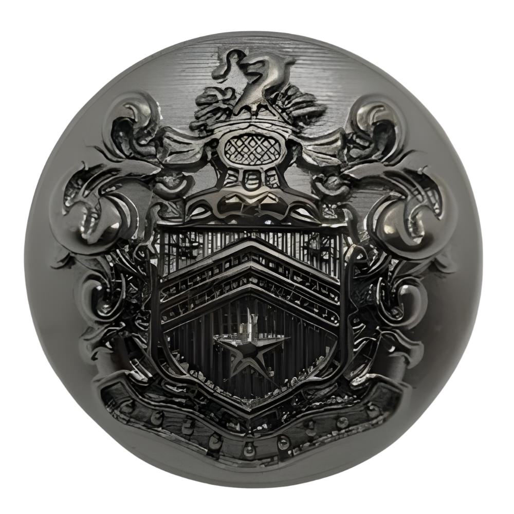 Nickel / 15mm-Nickel / 18mm-Nickel / 21mm-Nickel / 23mm-Nickel / 25mm - Ornate Black Nickel Emblem Button, Heraldic Design, 15~25mm, Costume & Apparel - FBTN285