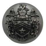 Ornate Black Nickel Emblem Button, Heraldic Design, 15~25mm, Costume & Apparel - FBTN285 - Nickel / 15mm-Nickel / 18mm-Nickel / 21mm-Nickel / 23mm-Nickel / 25mm 