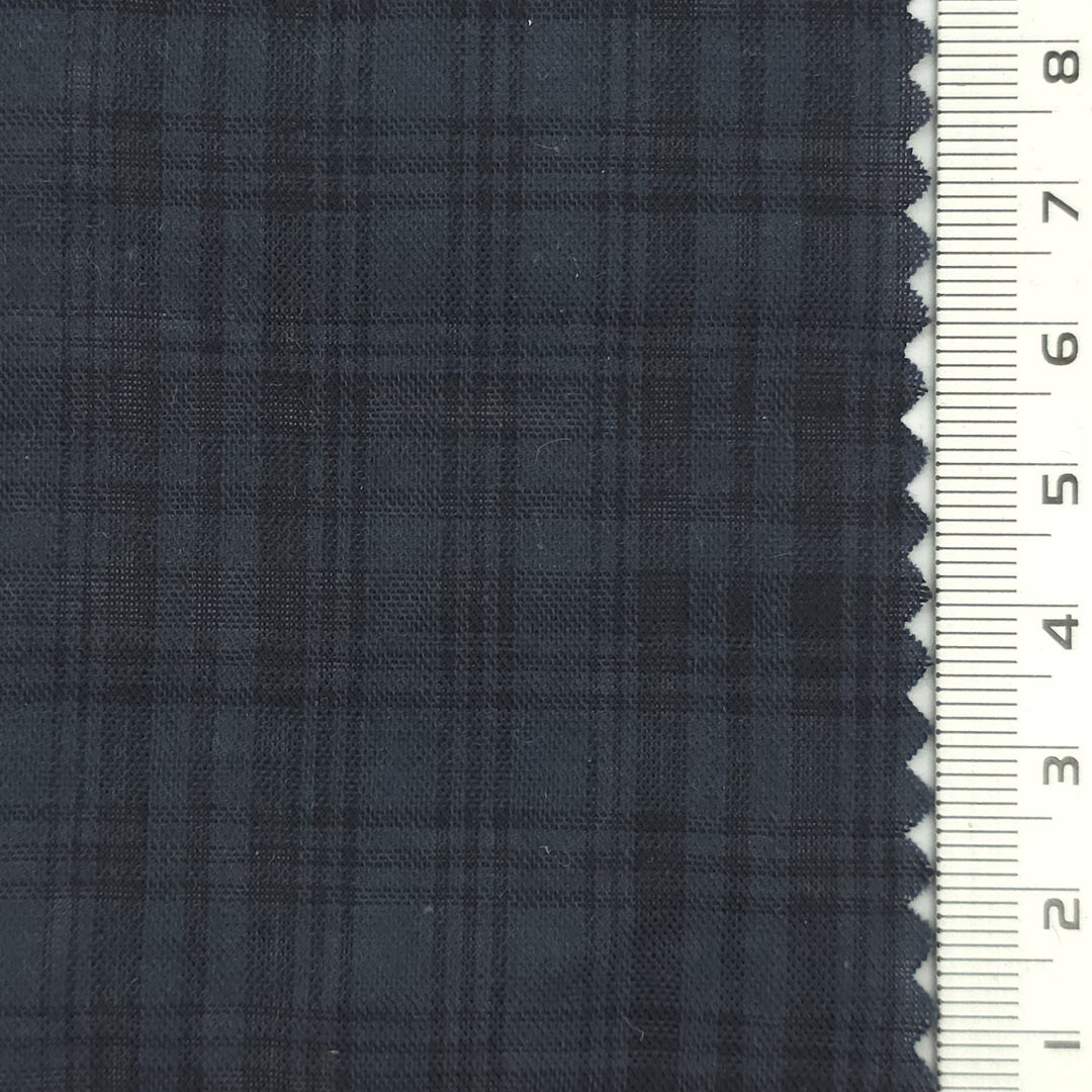 1: Dark Navy Blue-2: Tan-3: Charcoal Gray-4: Slate Blue-5: Charcoal - Airy Lightweight Plaid Cotton Rayon Woven Fabric - FAB 1936