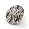Designer 25mm Button, Black & White Swirl, Crystal Accents, Shank Button - FBTN255 - White/Black / 25mm 