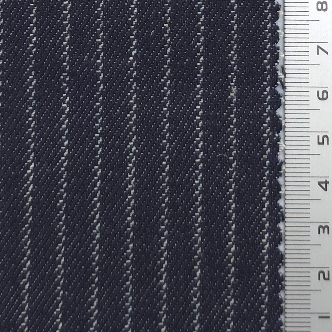 1: Dark Navy-Swatch - Railroad Stripe Jacquard Denim Cotton Woven Fabric - FAB 1917