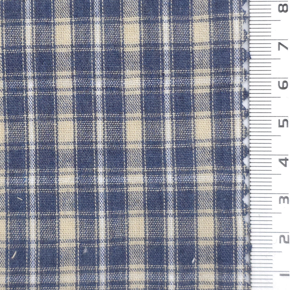 1: Navy Blue-2: Taupe-3: Mustard Yellow-4: Black-Swatch - Lightweight Crisp Check Cotton Poly Shirting Woven Fabric - FAB 1938