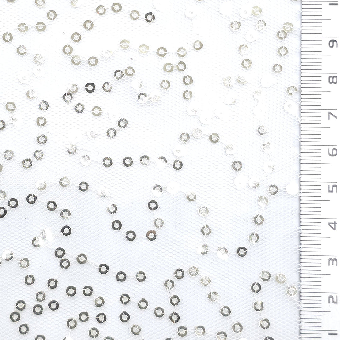 Wave Sequin Polyester Knit Fabric - FAB1979 - White