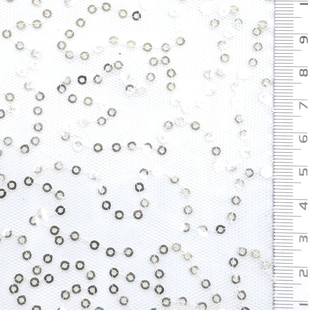 Wave Sequin Polyester Knit Fabric - FAB1979 - White