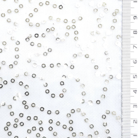 Wave Sequin Polyester Knit Fabric - FAB1979 - White