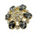 Statement Button: 25mm Crystal & Gunmetal Flower Button in Gold Setting - FBTN243 - Gold/Black / 25mm 