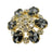 Statement Button: 25mm Crystal & Gunmetal Flower Button in Gold Setting - FBTN243 - Gold/Black / 25mm 
