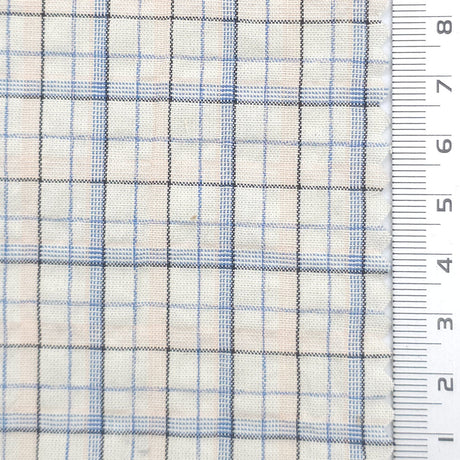 Tattersall Check Polyester Cotton Woven Fabric - FAB1969 - Ivory
