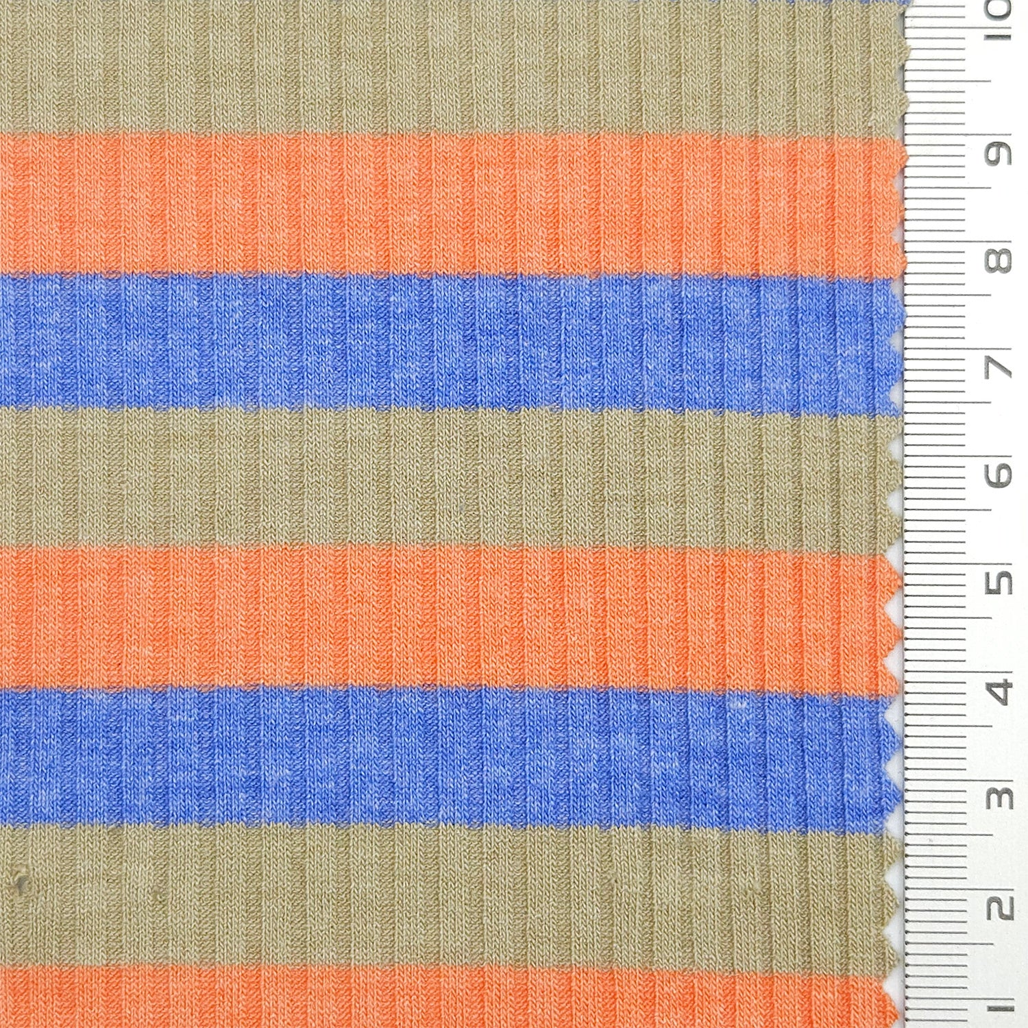 Stripe Rib YarnDyed Spandex Rayon Knit Fabric - FAB 1780 - 1.Orange and blue