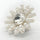 Luxury Pearl & Crystal Button, 25mm, Floral Design, Silver Setting - FBTN248 - Silver / 25mm 