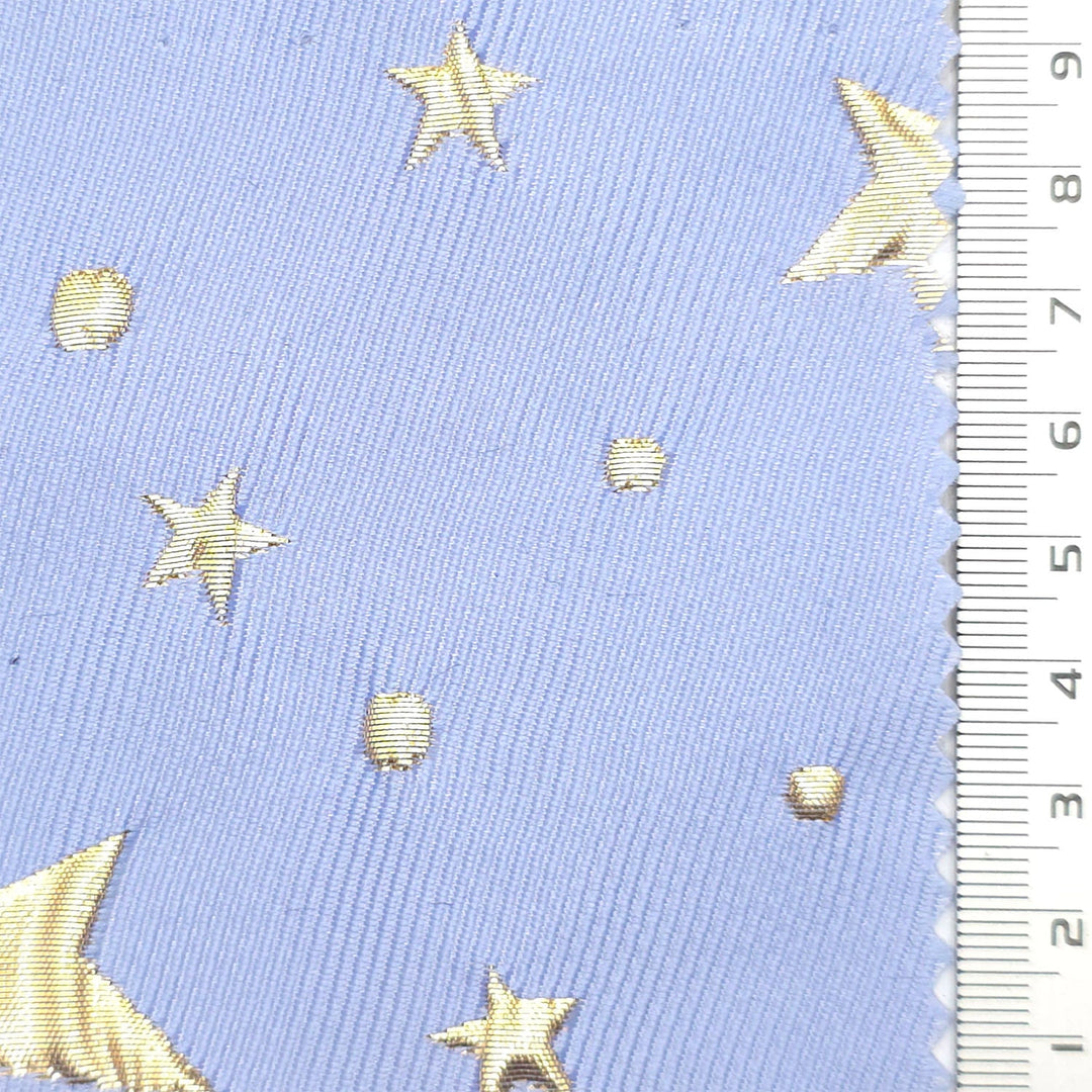 1.Blue/Gold-2.Pink/Silver-3.White/Silver-4.Black/Gold-Swatch - Dot Star Jacquard Polyester Nylon Metallic Woven Fabric - FAB 1819