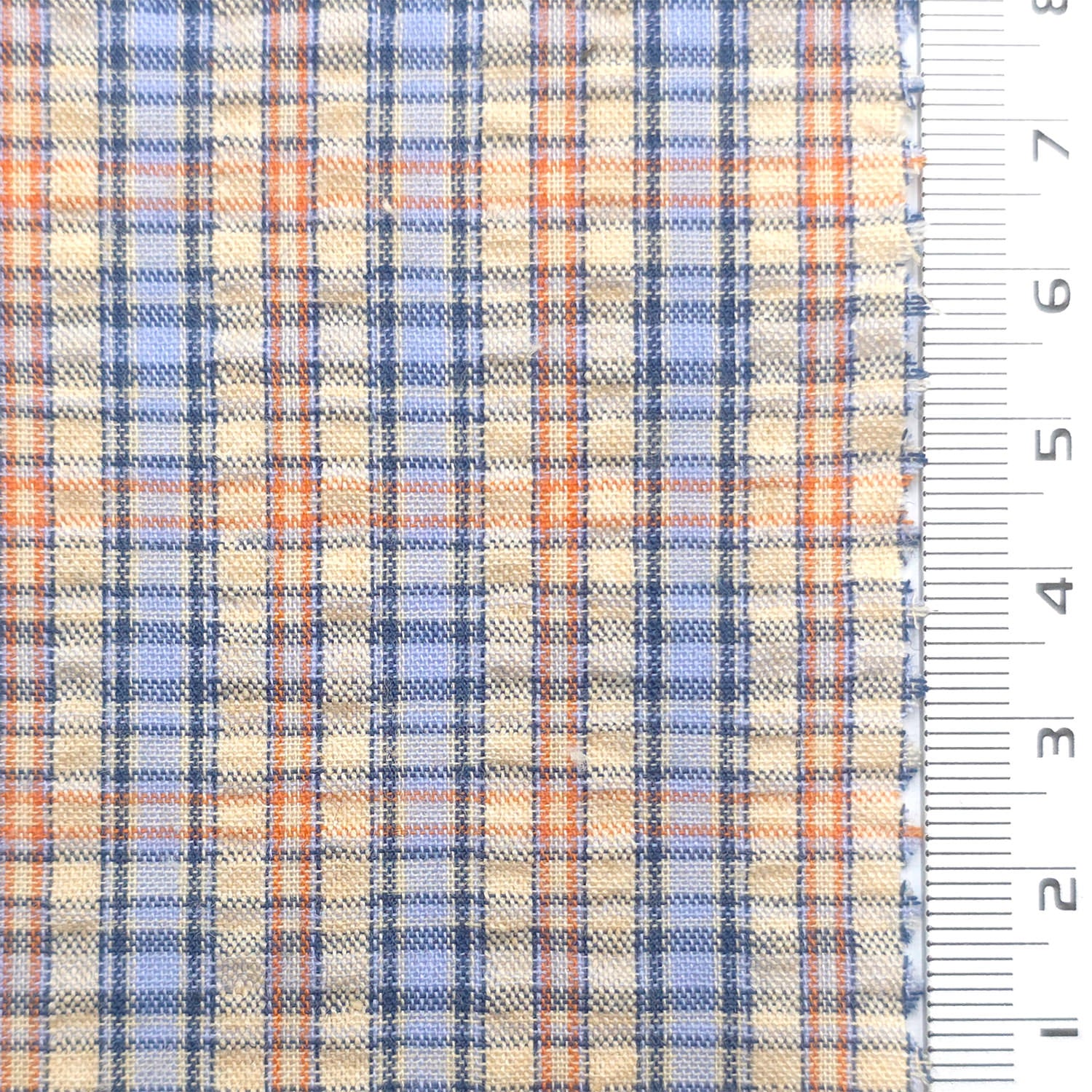 1: Pale Blue-2: Light Blue-3: Navy Blue and Tan-4: Tan with Dark Green-5: Beige - Plaid Cotton Woven Fabric - FAB 1862