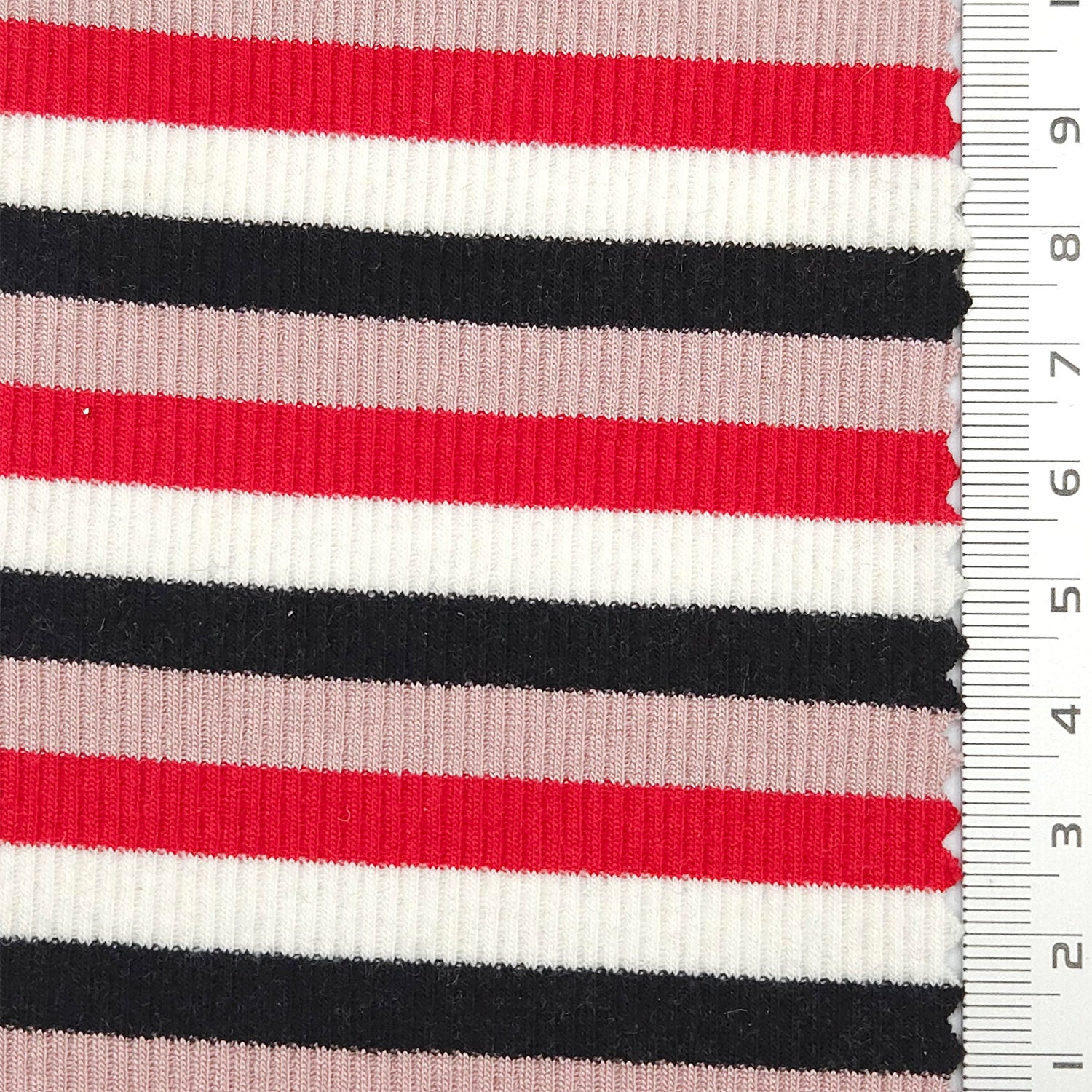 Stripe Rib YarnDyed Rayon Spandex Knit Fabric - FAB 1779 - 1.Red