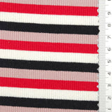 Stripe Rib YarnDyed Rayon Spandex Knit Fabric - FAB1779 - 1.Red-2.Light blue-3.Yellow-4.Black 