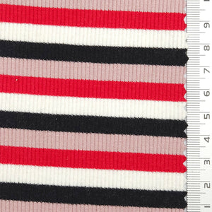 Stripe Rib YarnDyed Rayon Spandex Knit Fabric - FAB1779 - Red