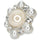 21mm Pearl & Crystal Button, Ivory Pearl, Clear Rhinestones, Silver Setting - FBTN247 - Silver / 21mm 
