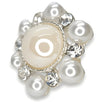 21mm Pearl & Crystal Button, Ivory Pearl, Clear Rhinestones, Silver Setting - FBTN247 - Silver / 21mm 