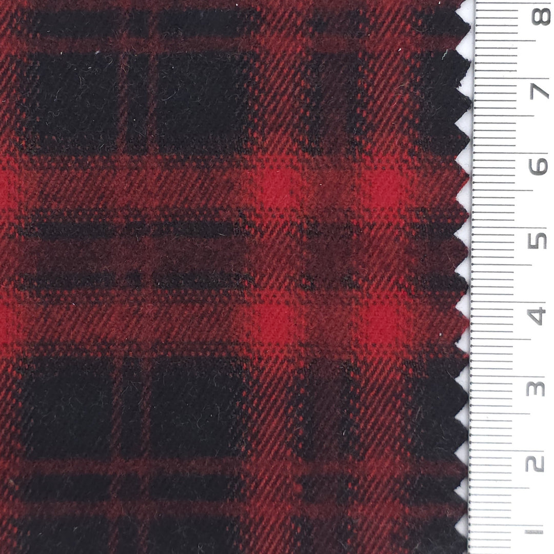 1: Dark Red-2: Navy Blue-3: Charcoal Gray-4: Dark Purple-5: Olive Green - Heavyweight Brushed Tartan Plaid Poly Rayon Span Twill Woven Fabric - FAB 1923