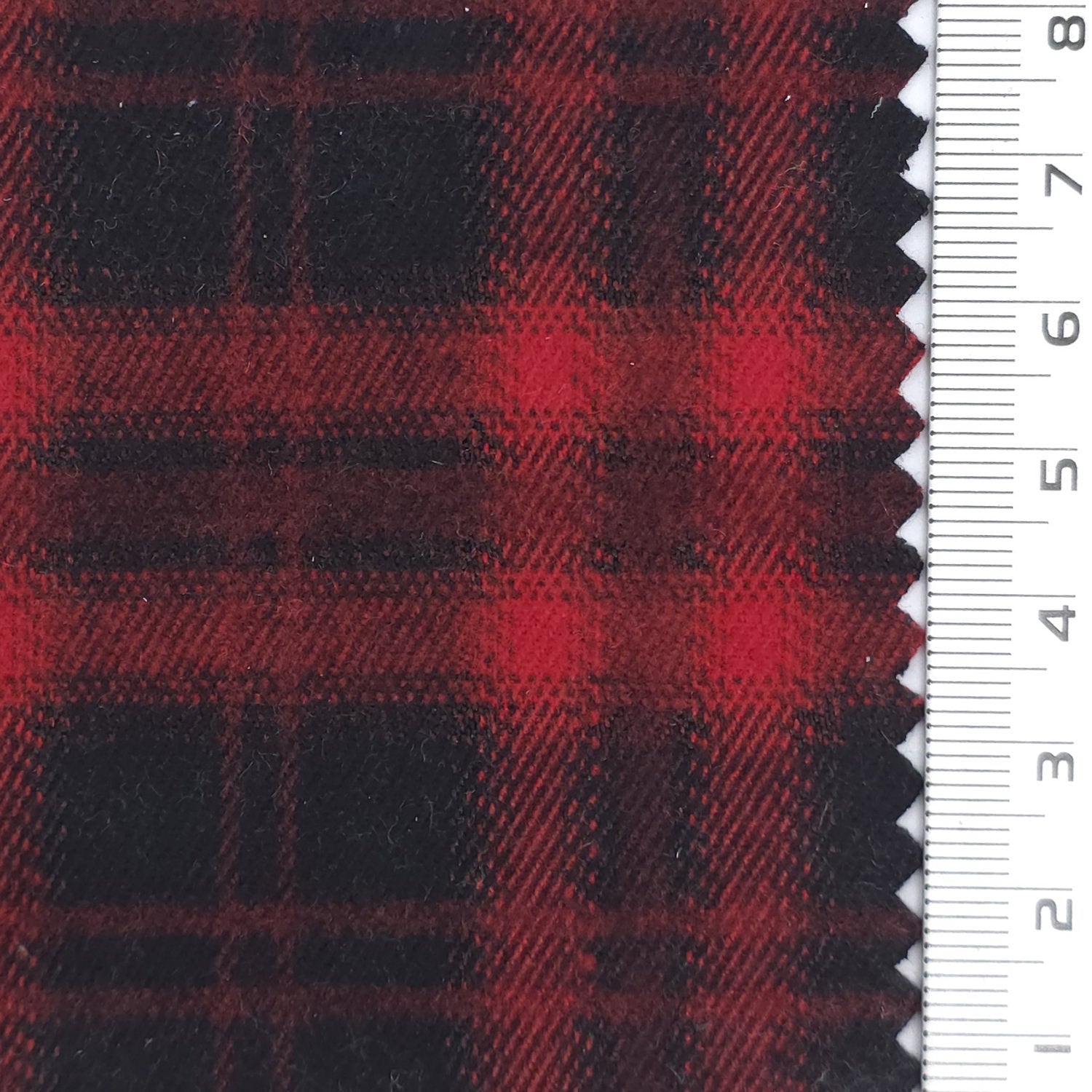 Dark Red - Heavyweight Brushed Tartan Plaid Poly Rayon Span Twill Woven Fabric - FAB 1923