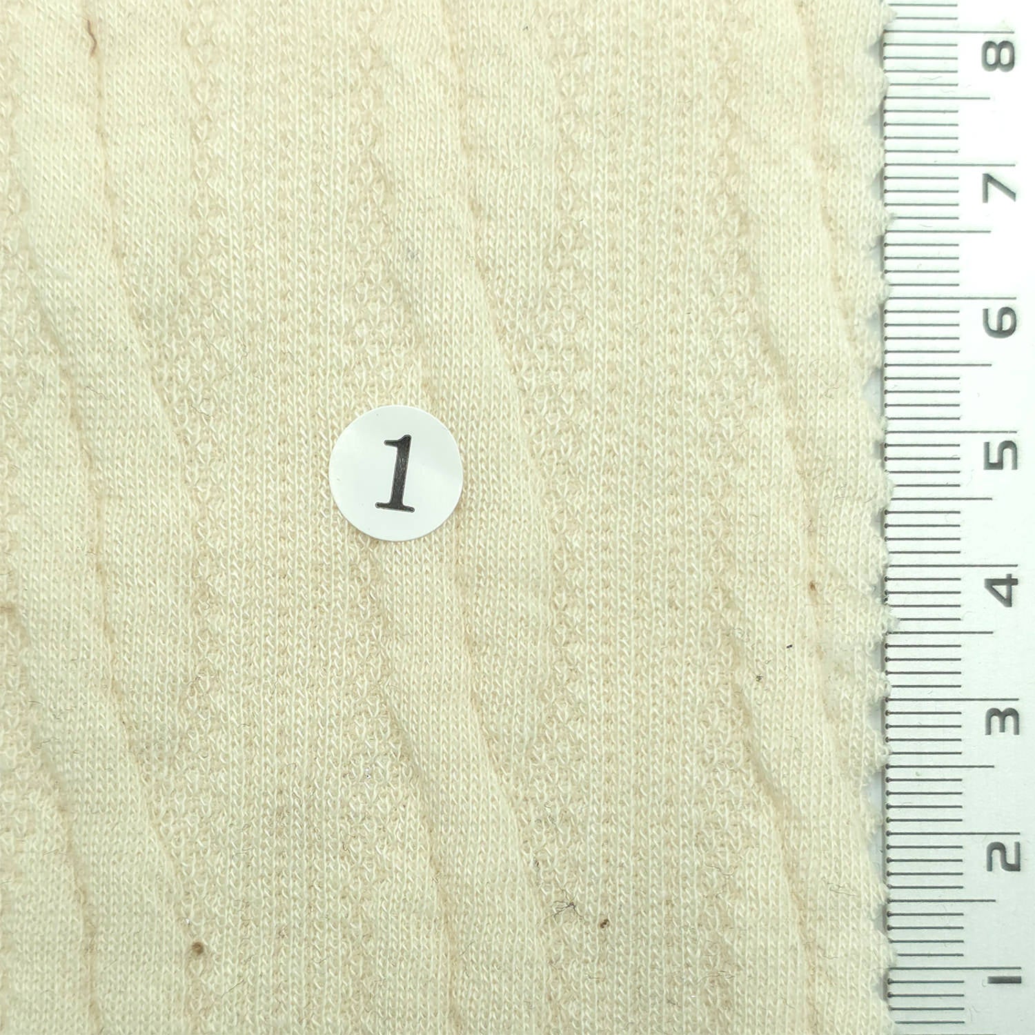 1: Pale Beige-2: Dusty Pink-3: Light Blue-4: Sage Green-5: Warm Gray - Cable Jacquard Poly Span Knit Fabric - FAB 1857