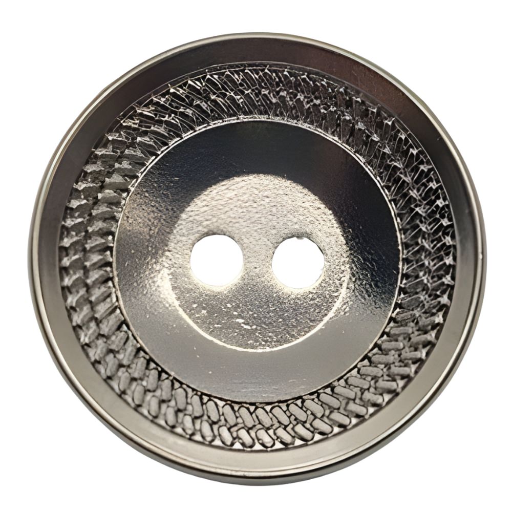 Nickel / 10mm-Nickel / 11mm-Nickel / 15mm-Nickel / 18mm-Nickel / 21mm - Black Nickel Ridged Button, 10~23mm, Cast Metal Sew - Through, Semi - Gloss Finish - FBTN277