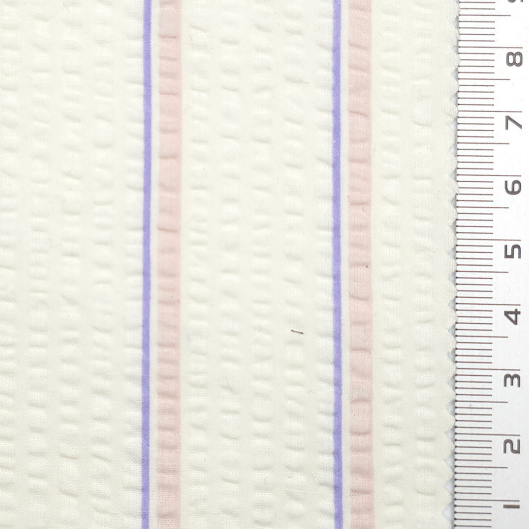 1.Lavender Pink & Soft Lilac-2.Cornflower Blue & Camel-3.Espresso Brown & Navy Blue-Swatch - Stripe Textured Cotton Woven Fabric - FAB 1829