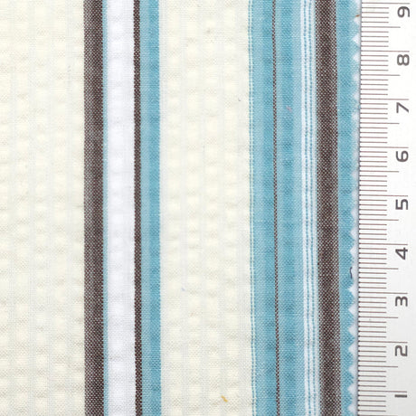 Sky Blue Stripe Seersucker Cotton Poly Woven Fabric - FAB1828