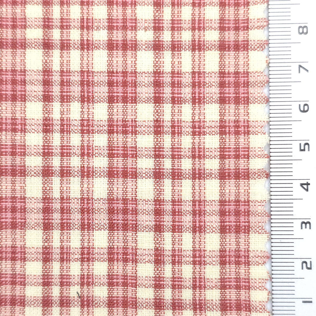 Pale Red - Gingham Plain Cotton Woven Fabric - FAB1861
