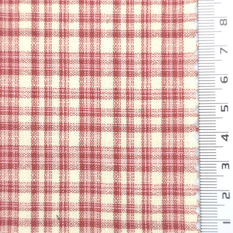 Pale Red - Gingham Plain Cotton Woven Fabric - FAB1861