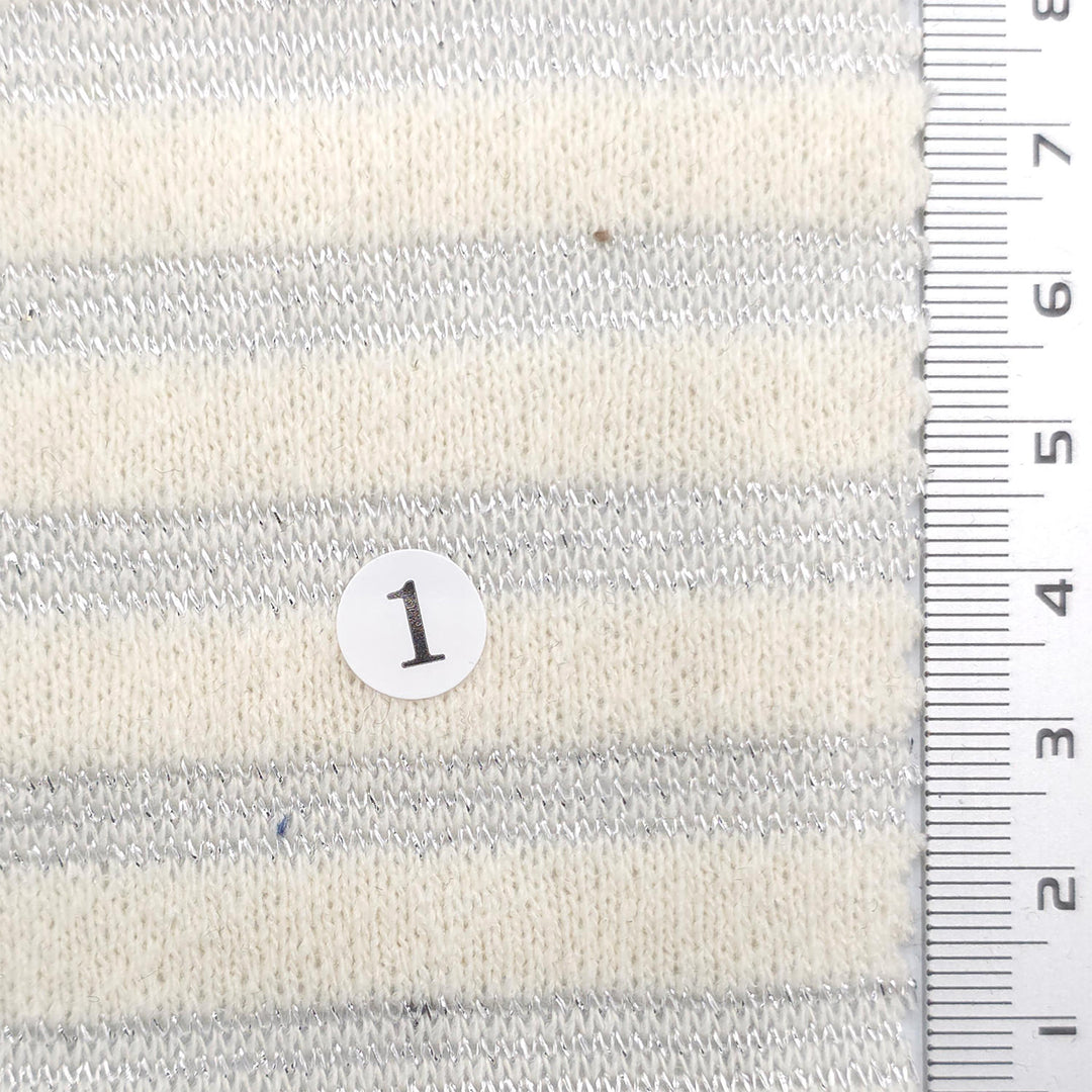1: Light Gray-2: Light Pink-3: Light Blue-4: Warm Gray-5: Dark Brown - Metallic Stripe Knit Acry Metal Fabric - FAB 1858