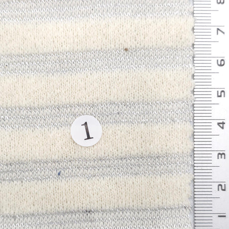 Light Gray - Metallic Stripe Knit Acry Metal Fabric - FAB1858
