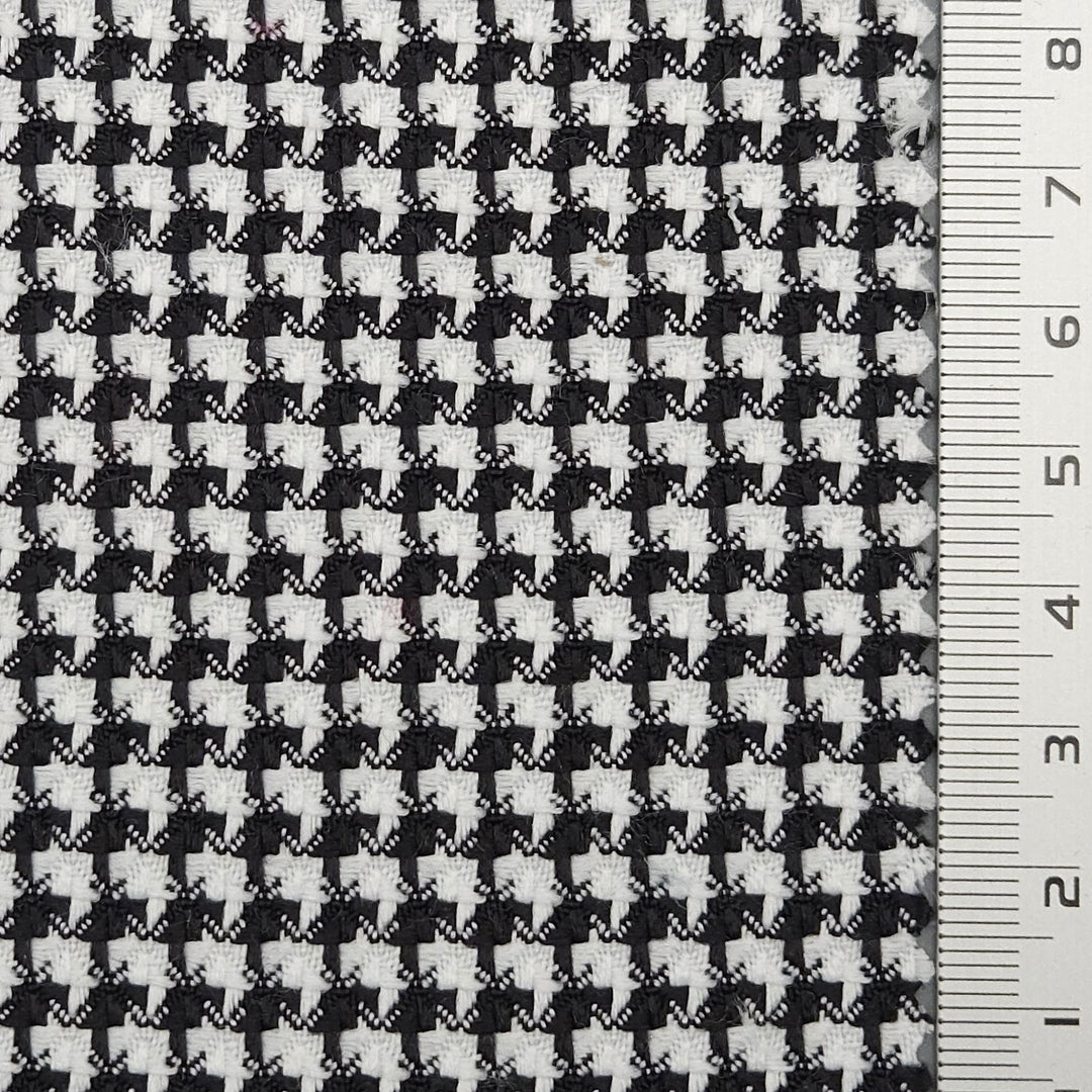 1.Black/White-2.Beige-3.White-4.Blue-5.Green - Houndstooth YarnDyed Polyester Spandex Woven Fabric - FAB 1686