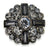 25mm Gunmetal Rhinestone Cluster Button, Dark Crystal Design, Statement Piece - FBTN238 - Black / 25mm 