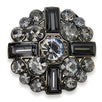 25mm Gunmetal Rhinestone Cluster Button, Dark Crystal Design, Statement Piece - FBTN238 - Black / 25mm 