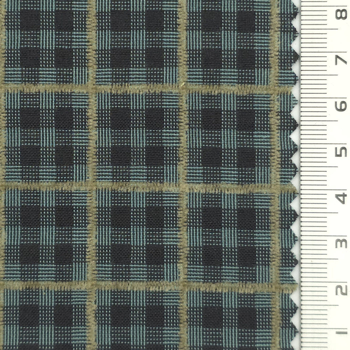 1: Dark Charcoal-2: Peach-3: Mustard Yellow-4: Golden Brown-5: Tan - Textured Lightweight Embroidered Plaid Poly Cotton Shirting Woven Fabric - FAB 1935