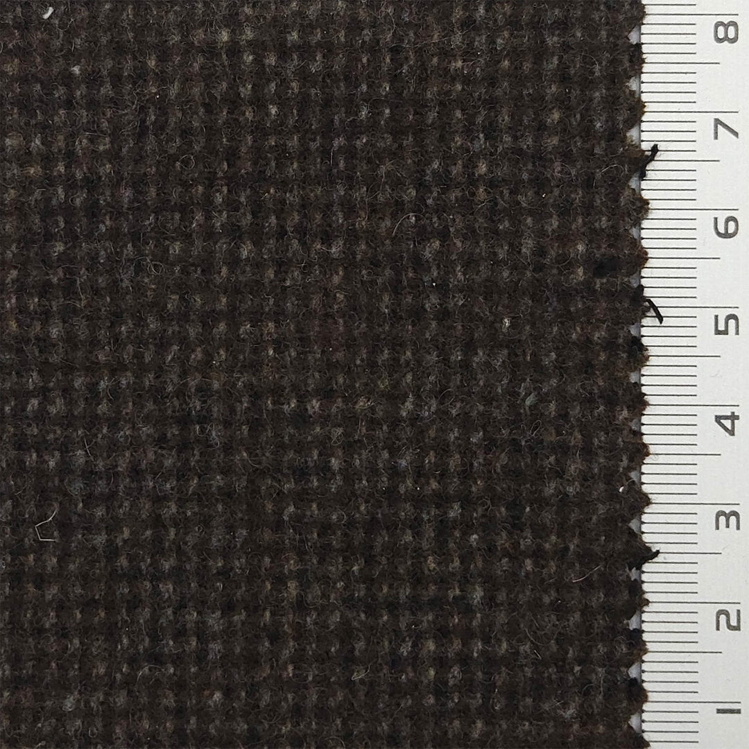 1.Brown Charcoal-2.Brown-3.Black Brown-Swatch - Solid Brushed Tweed Polyester Wool Woven Fabric - FAB 1786