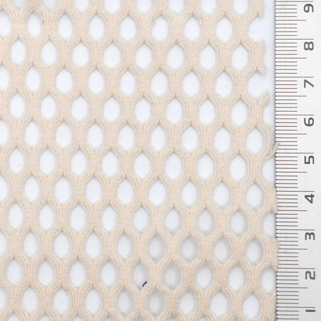 Beige Structured Mesh Poly Knit Fabric - FAB1847