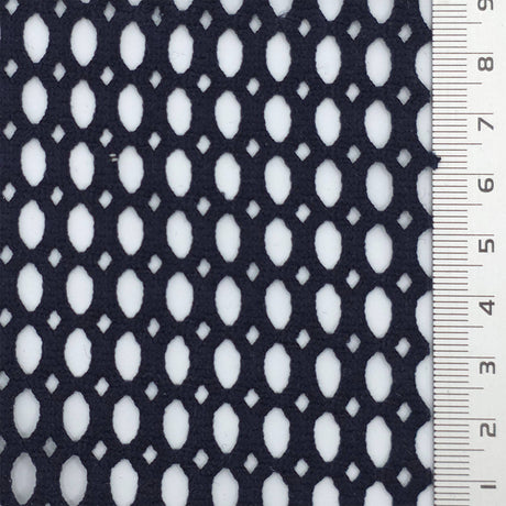 Navy Textured Mesh Poly Knit Fabric - FAB1848