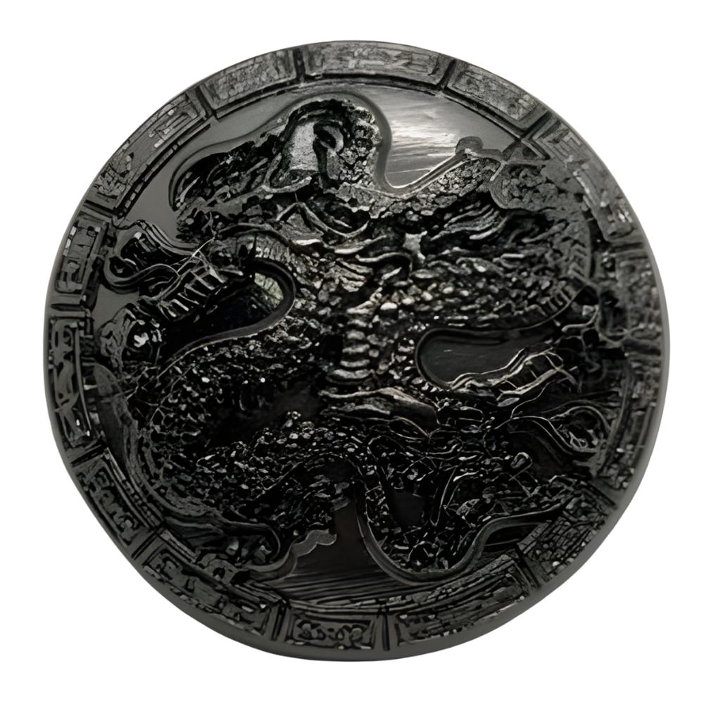 Nickel / 15mm-Nickel / 18mm-Nickel / 21mm-Nickel / 23mm-Nickel / 25mm - Industrial Gunmetal Shank Button, 15~23mm, Dragon Motif, Multiple Sizes, Apparel & Craft - FBTN283