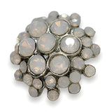 Milky White Faux Opal Button, 18mm, Cluster Shank Button, Silver Setting - FBTN246 - Silver / 18mm 