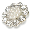 13mm Silver Pearl & Rhinestone Button, Cluster Design, Delicate Accent - FBTN229 - Silver / 13mm 