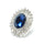 Dramatic Blue Crystal Button, 20mm, Oval Jewel Design, Silver Shank - FBTN260 - Blue / 20mm 
