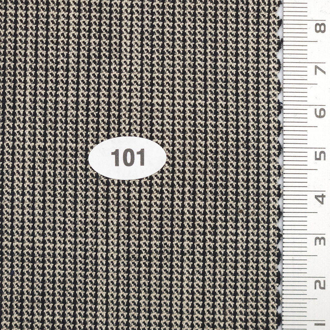 1.Beige-2.Red-3.Brown Orange-4.Grey-5.Black - Tiny Houndstooth Polyester Spandex Rayon Woven Fabric - FAB 1752
